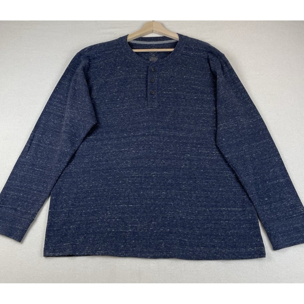 ST. JOHN'S BAY Men's Henly Thermal Shirt‎ Size XXL Blue Preppy Minimalist Casual